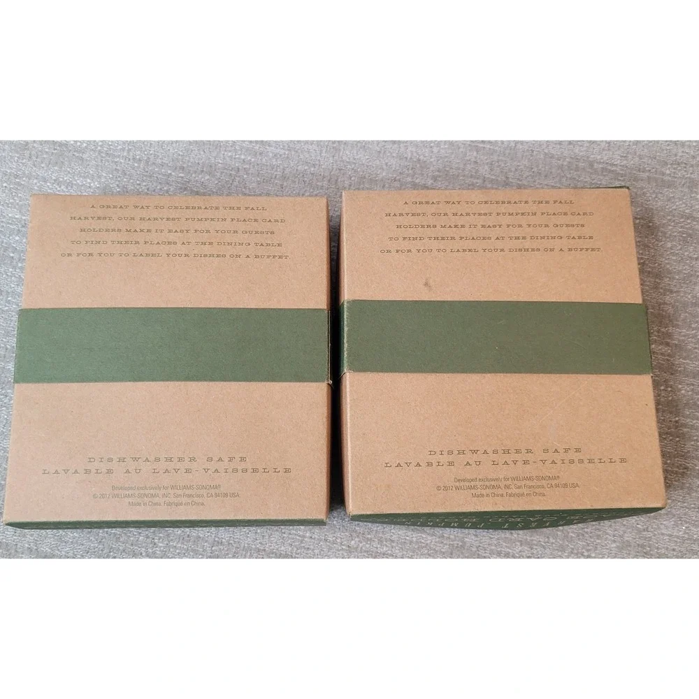 Williams Sonoma Harvest Pumpkin‎ Place Card Holders 8 Autumn Fall NEW OLD STOCK